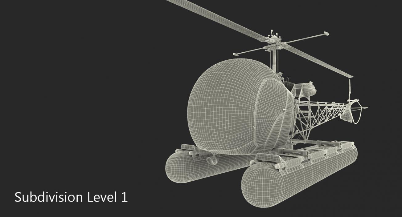 Bell 47 On Floats Police 3D model