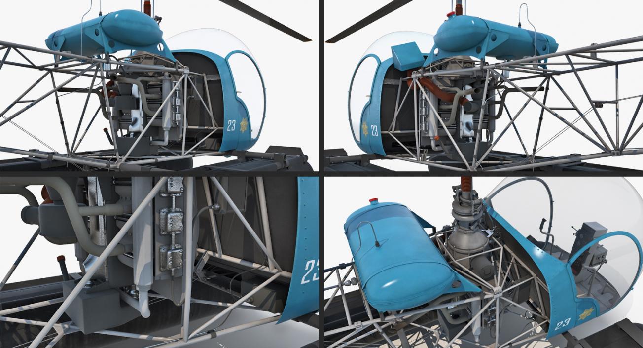 Bell 47 On Floats Police 3D model