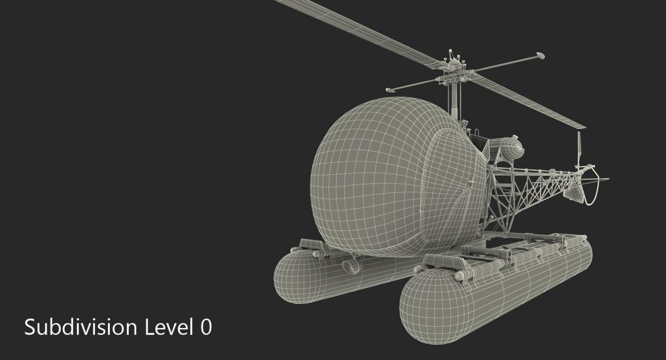 Bell 47 On Floats Police 3D model