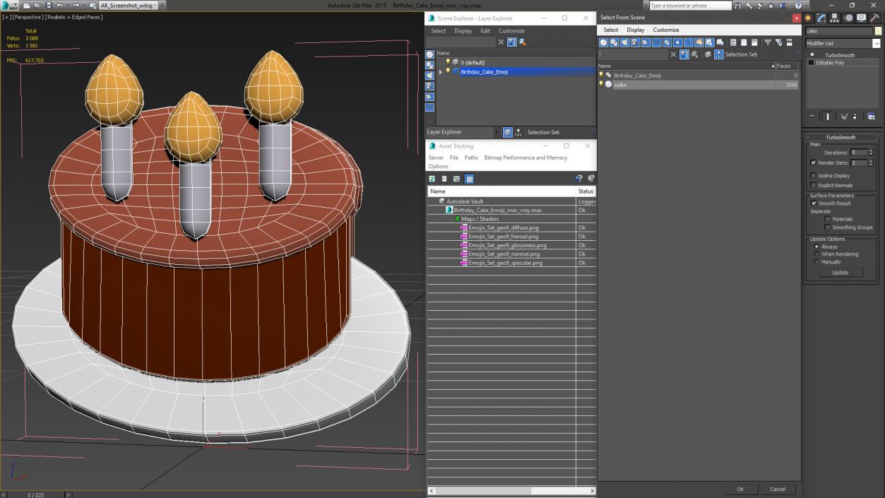 Birthday Cake Emoji 3D model