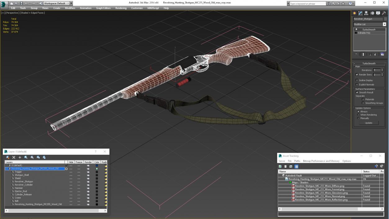 3D model Revolving Hunting Shotgun MC255 Wood Old