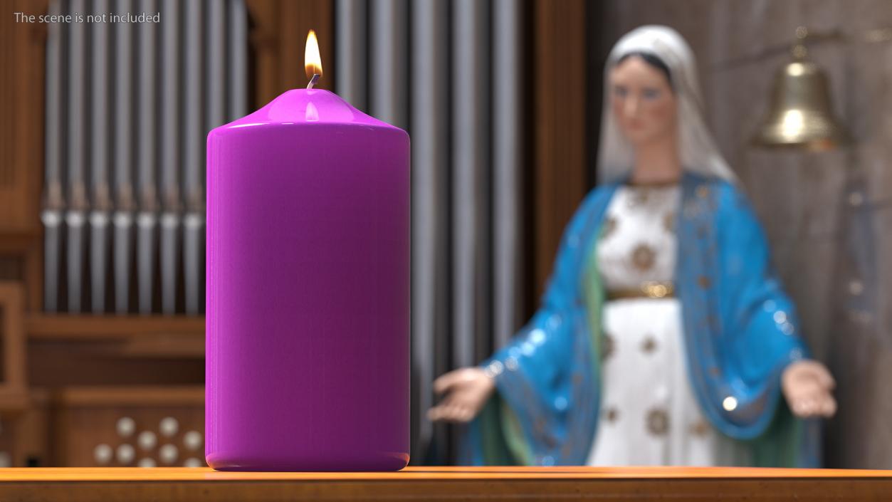 3D Lit Dome Top Pillar Candle Purple model