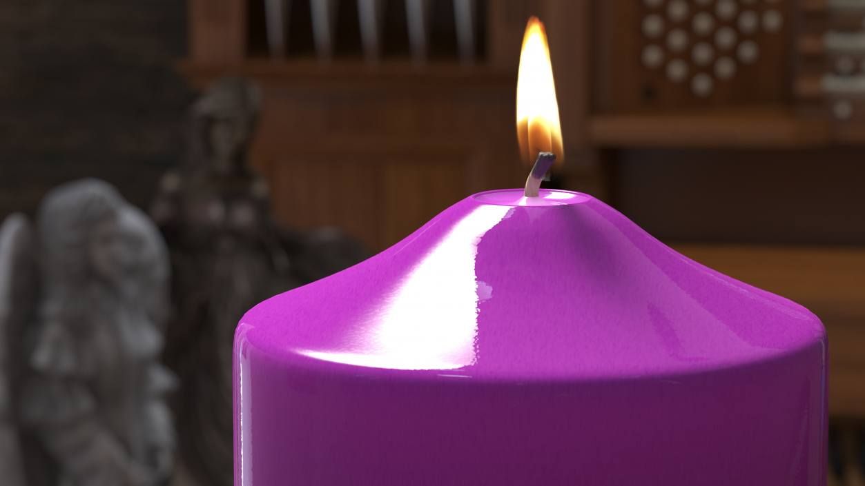 3D Lit Dome Top Pillar Candle Purple model