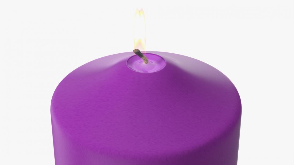 3D Lit Dome Top Pillar Candle Purple model