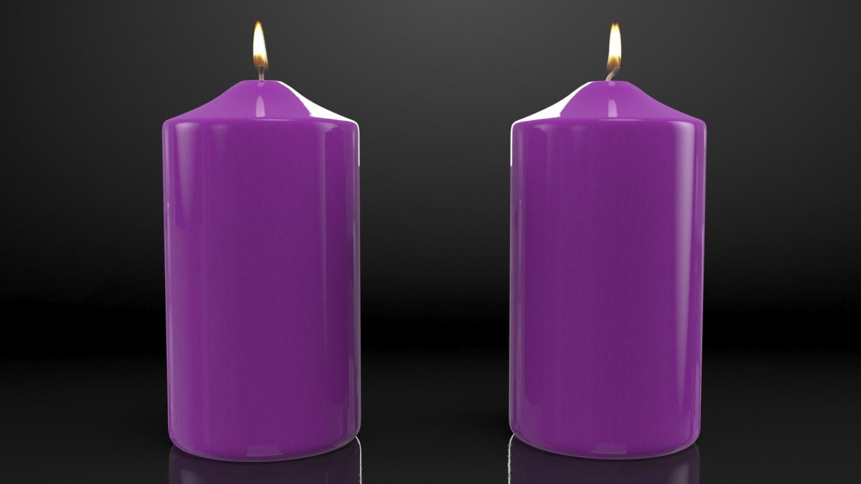 3D Lit Dome Top Pillar Candle Purple model