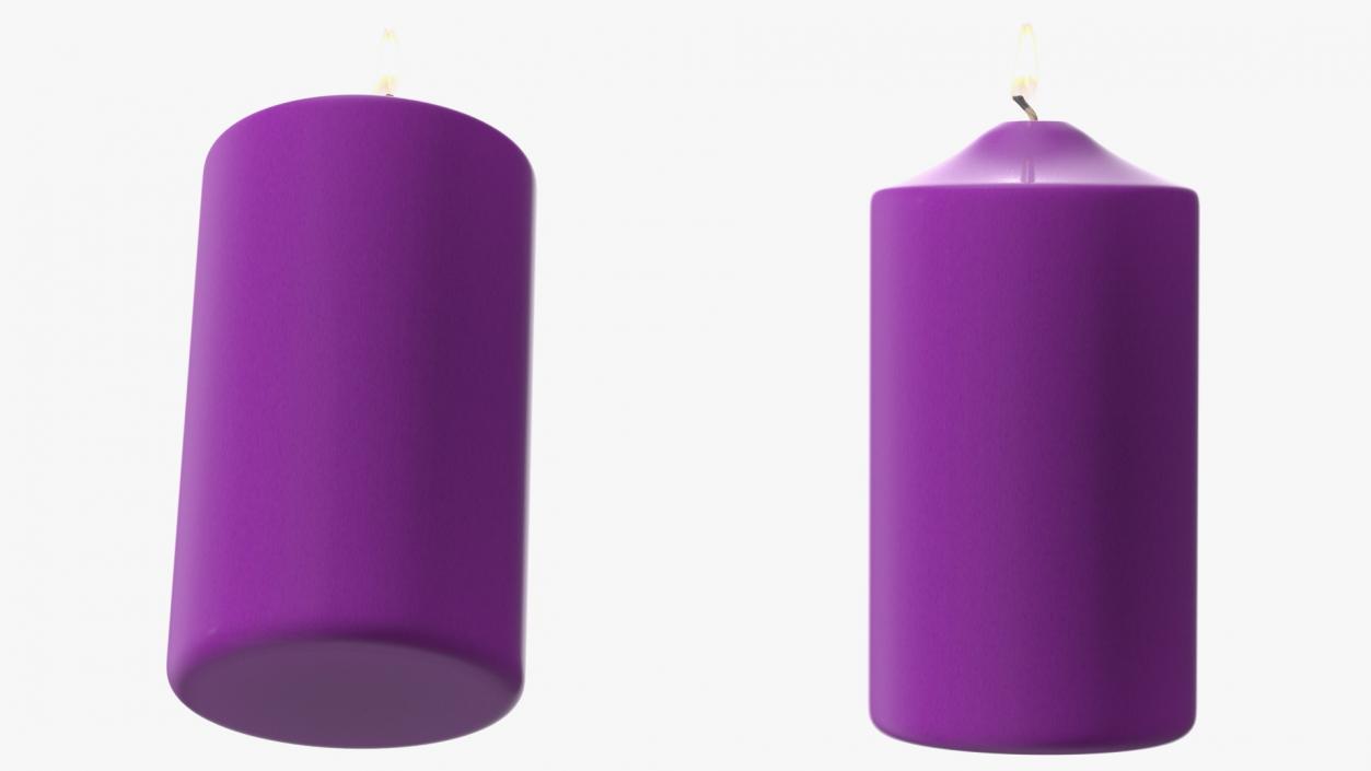 3D Lit Dome Top Pillar Candle Purple model