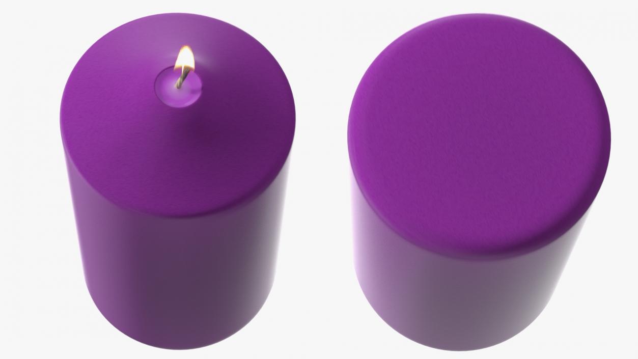 3D Lit Dome Top Pillar Candle Purple model