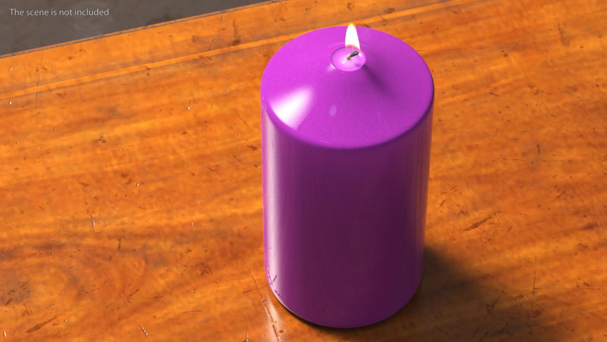 3D Lit Dome Top Pillar Candle Purple model