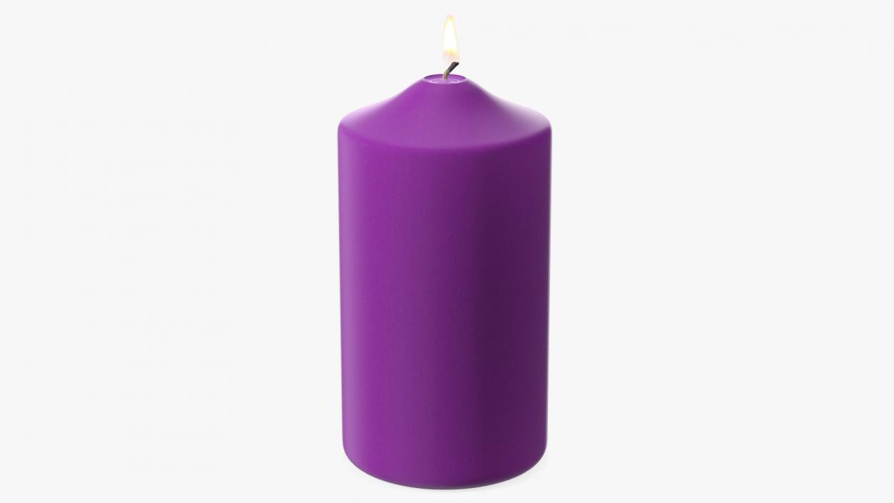 3D Lit Dome Top Pillar Candle Purple model