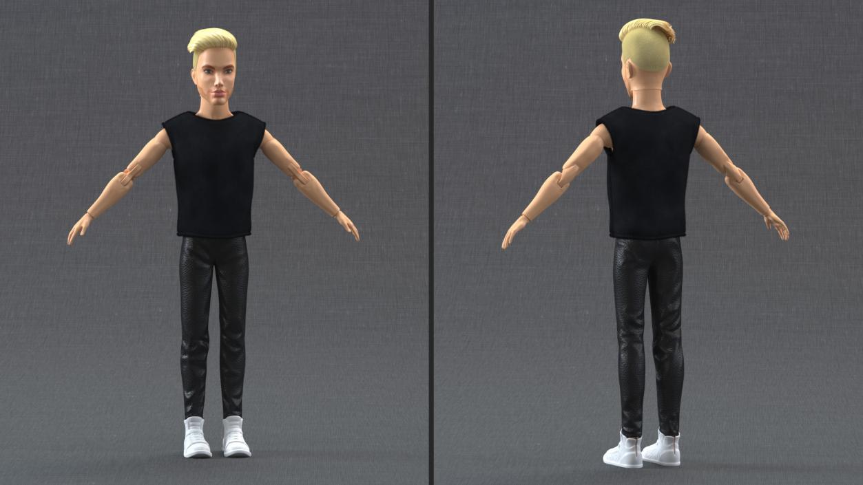 3D model Barbie Ken GTD90 Dressed Rigged Fur