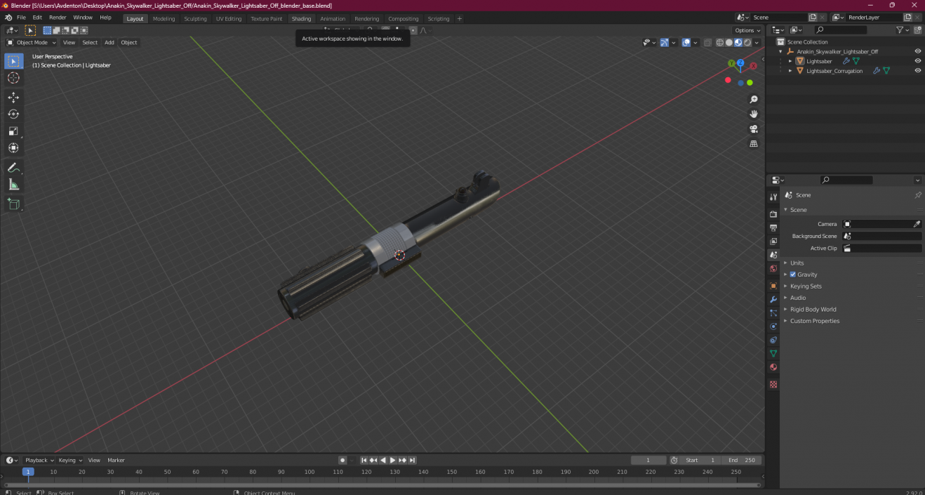 3D Anakin Skywalker Lightsaber Off