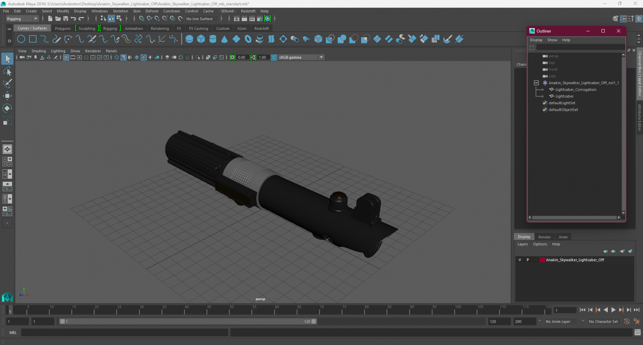 3D Anakin Skywalker Lightsaber Off