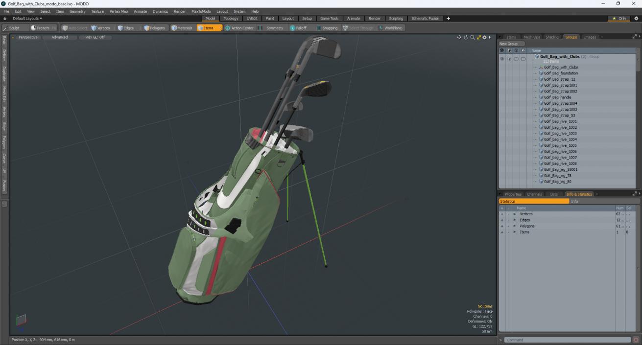 3D Golf Bag with Clubs 2