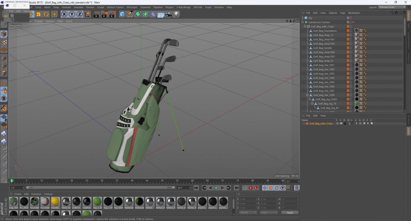 3D Golf Bag with Clubs 2