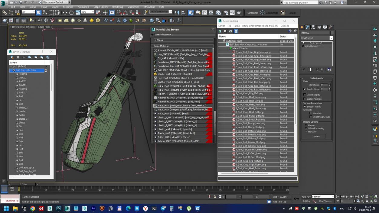 3D Golf Bag with Clubs 2