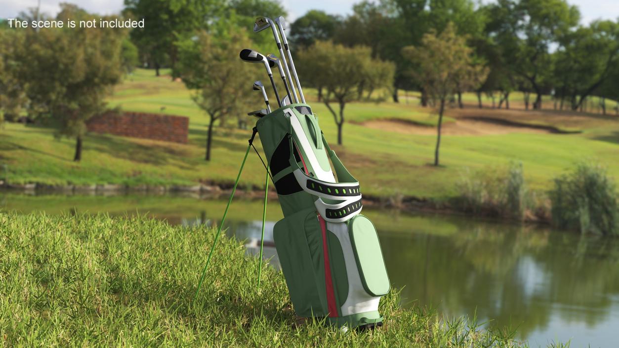 3D Golf Bag with Clubs 2