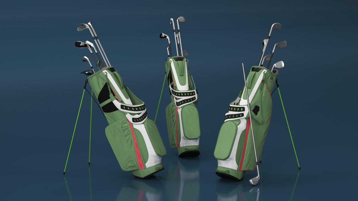 3D Golf Bag with Clubs 2