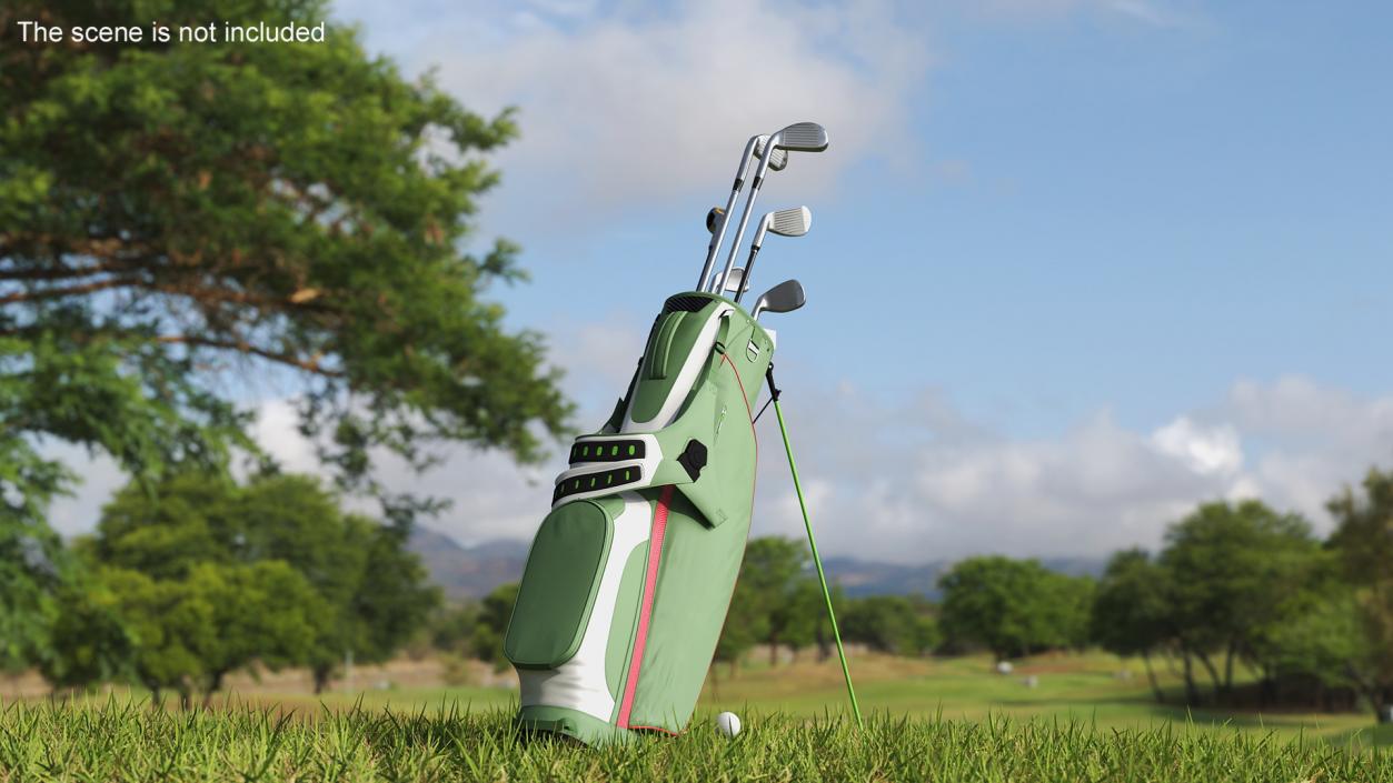 3D Golf Bag with Clubs 2