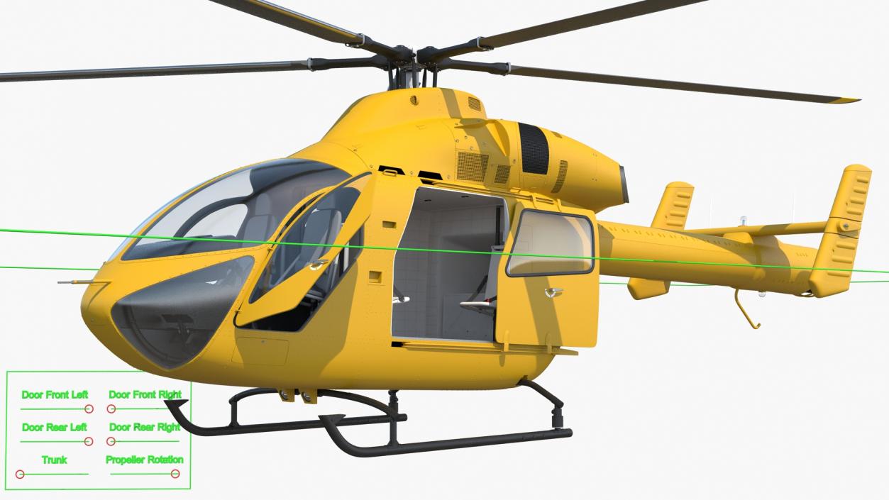 3D Light Twin Utility Helicopter Rigged