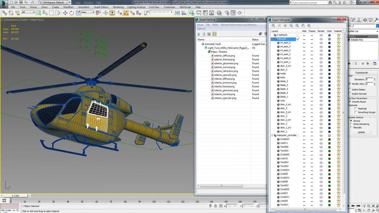 3D Light Twin Utility Helicopter Rigged