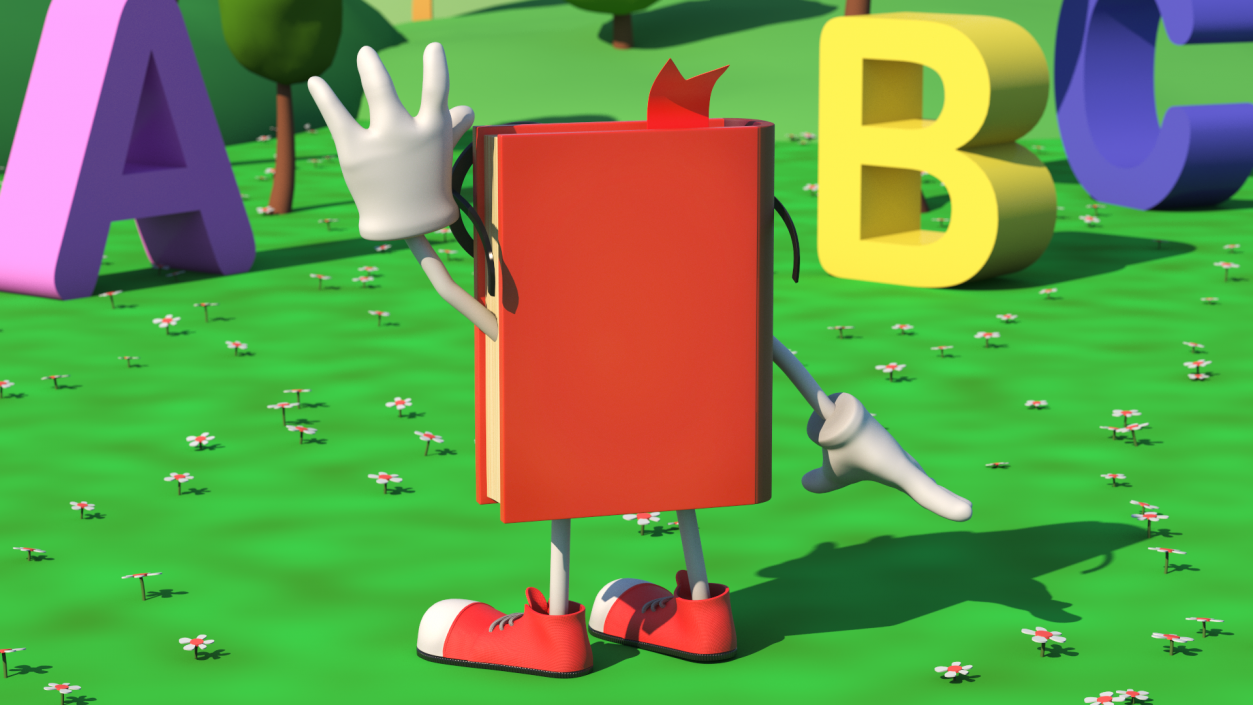 3D model Friendly Cartoon Book Red