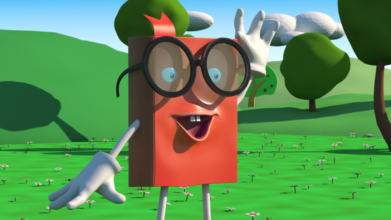 3D model Friendly Cartoon Book Red