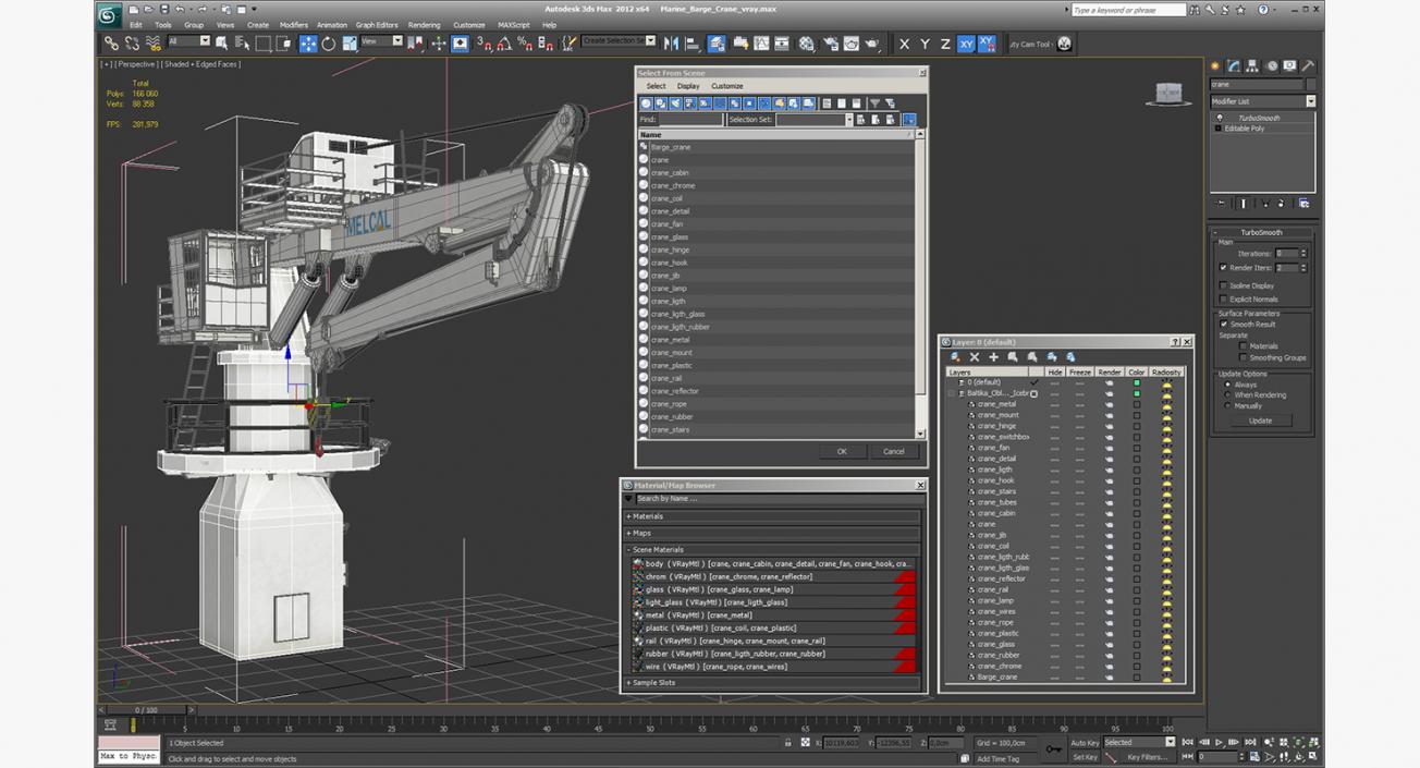 3D Crane on Ship model