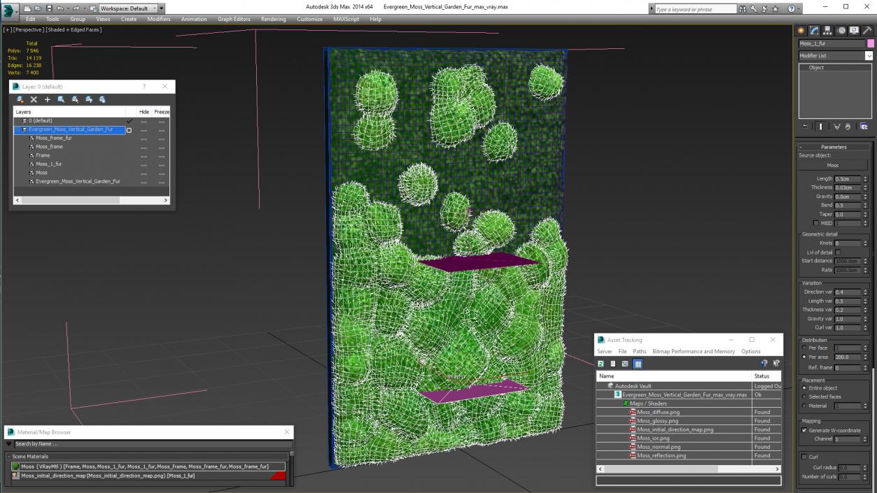 Evergreen Moss Vertical Garden Fur 3D model