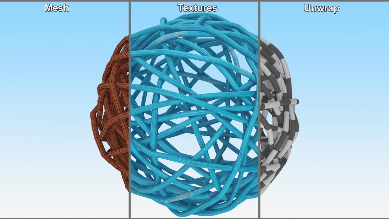 3D Rattan Twig Ball Blue