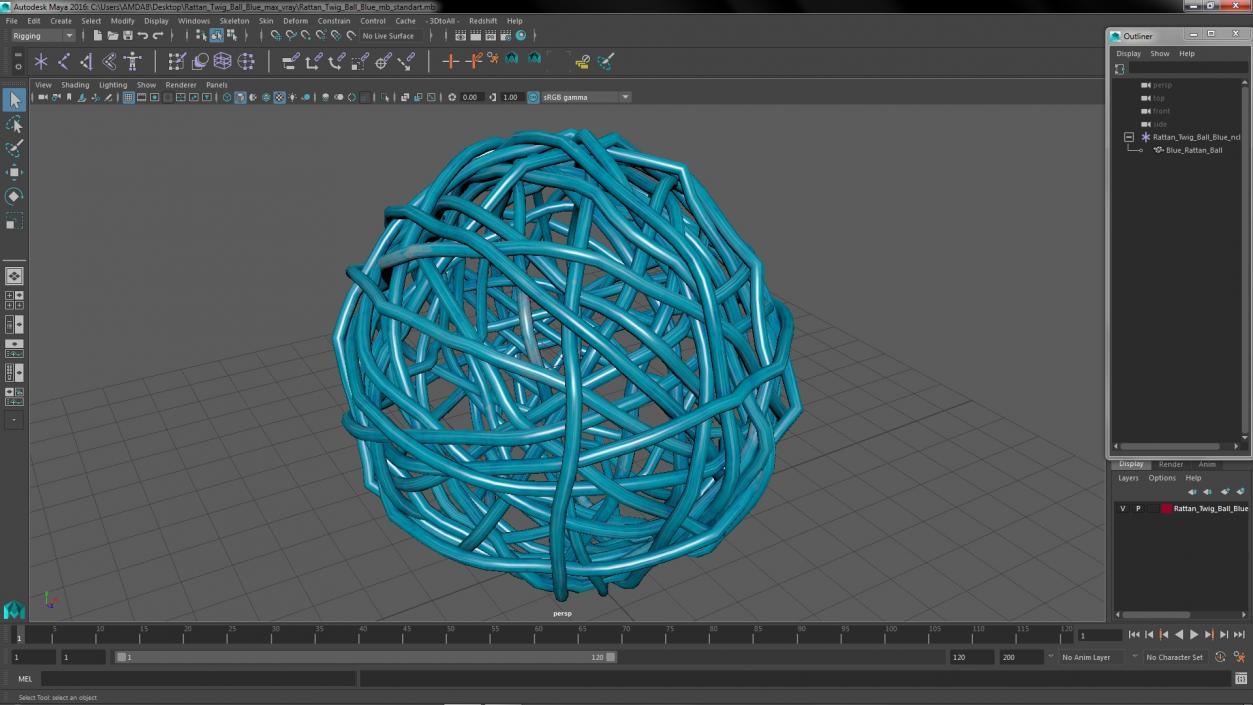 3D Rattan Twig Ball Blue