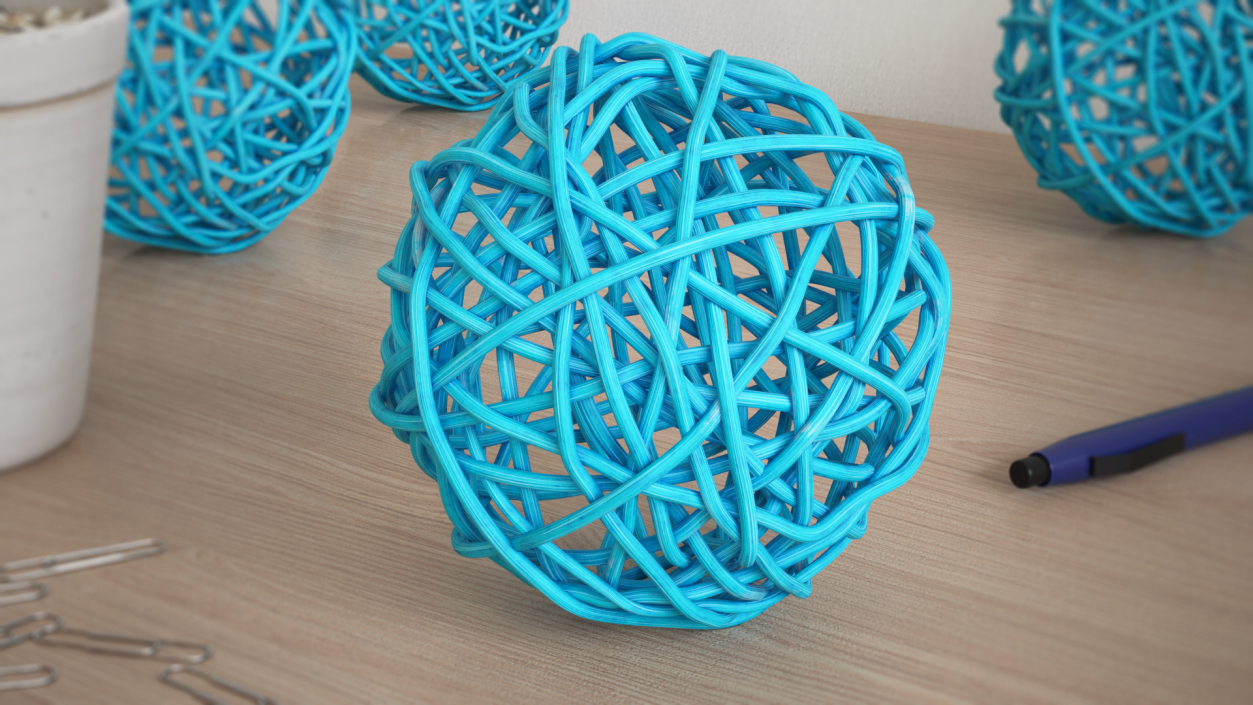 3D Rattan Twig Ball Blue