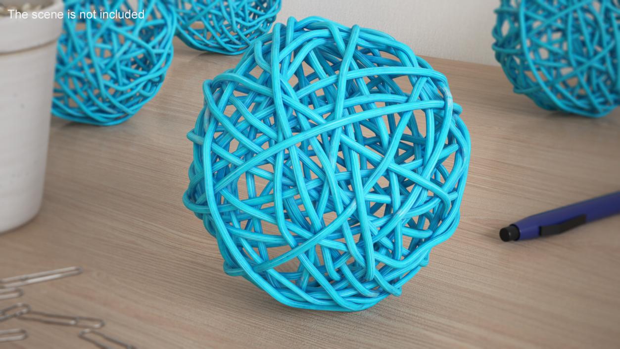 3D Rattan Twig Ball Blue