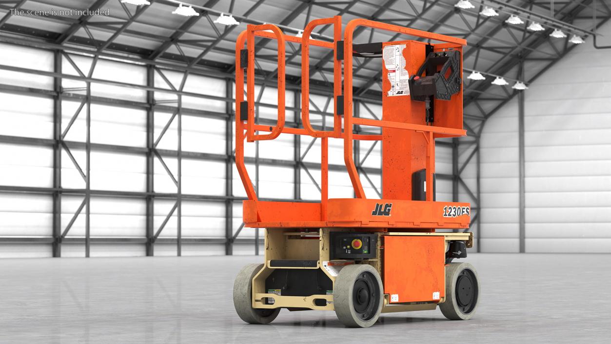 JLG 1230ES Vertical Mast Lift Folded Dirty 3D