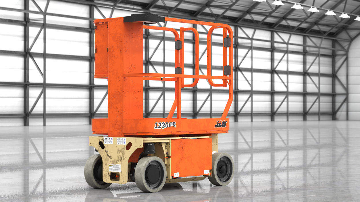 JLG 1230ES Vertical Mast Lift Folded Dirty 3D