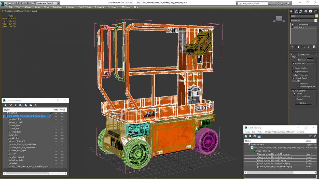 JLG 1230ES Vertical Mast Lift Folded Dirty 3D