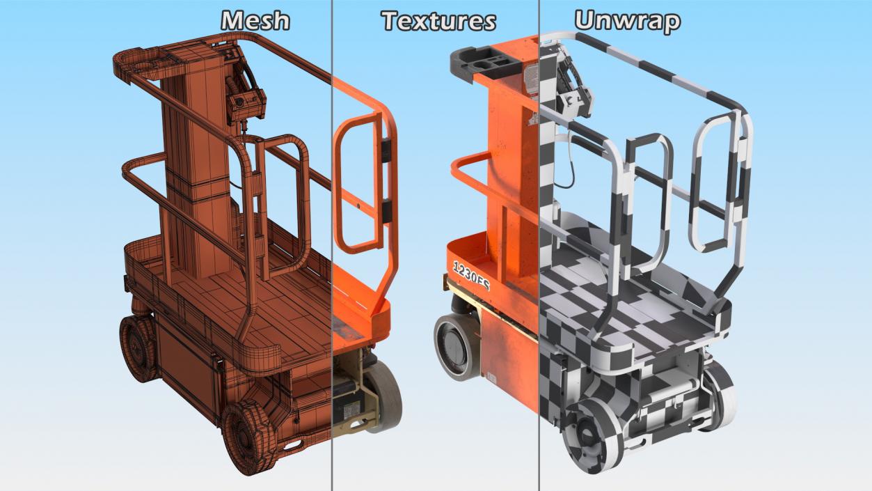 JLG 1230ES Vertical Mast Lift Folded Dirty 3D