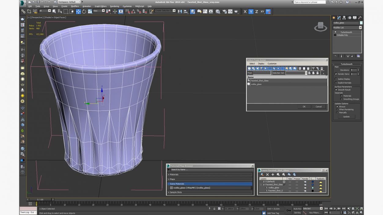 3D Faceted Shot Glass model