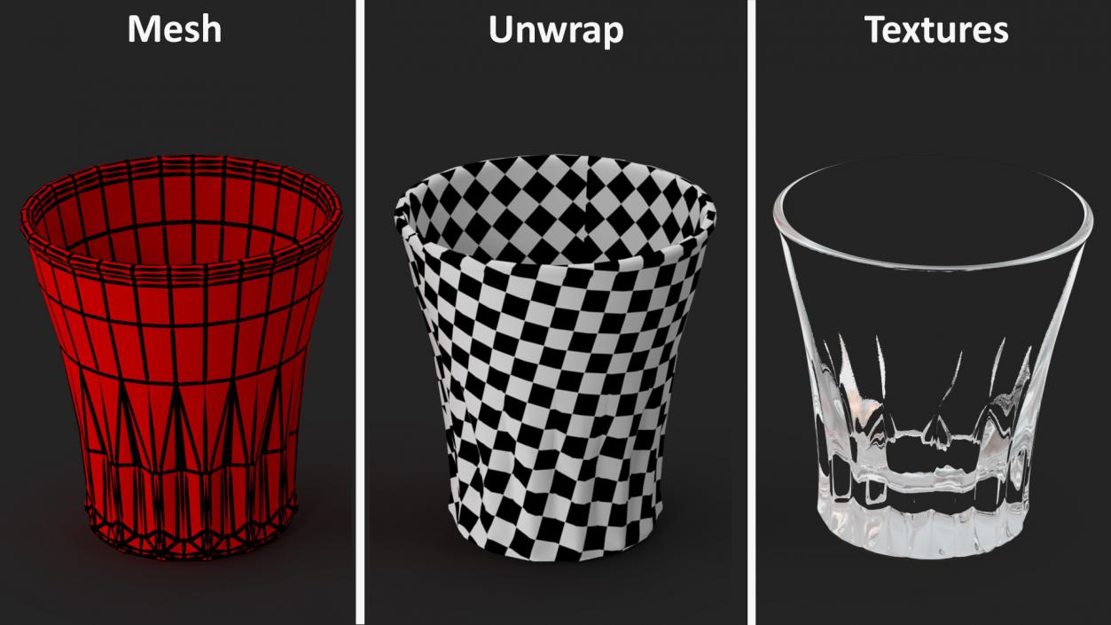 3D Faceted Shot Glass model