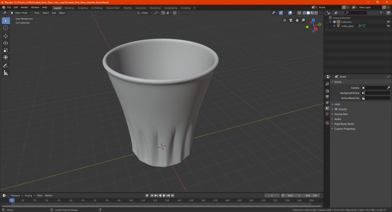 3D Faceted Shot Glass model