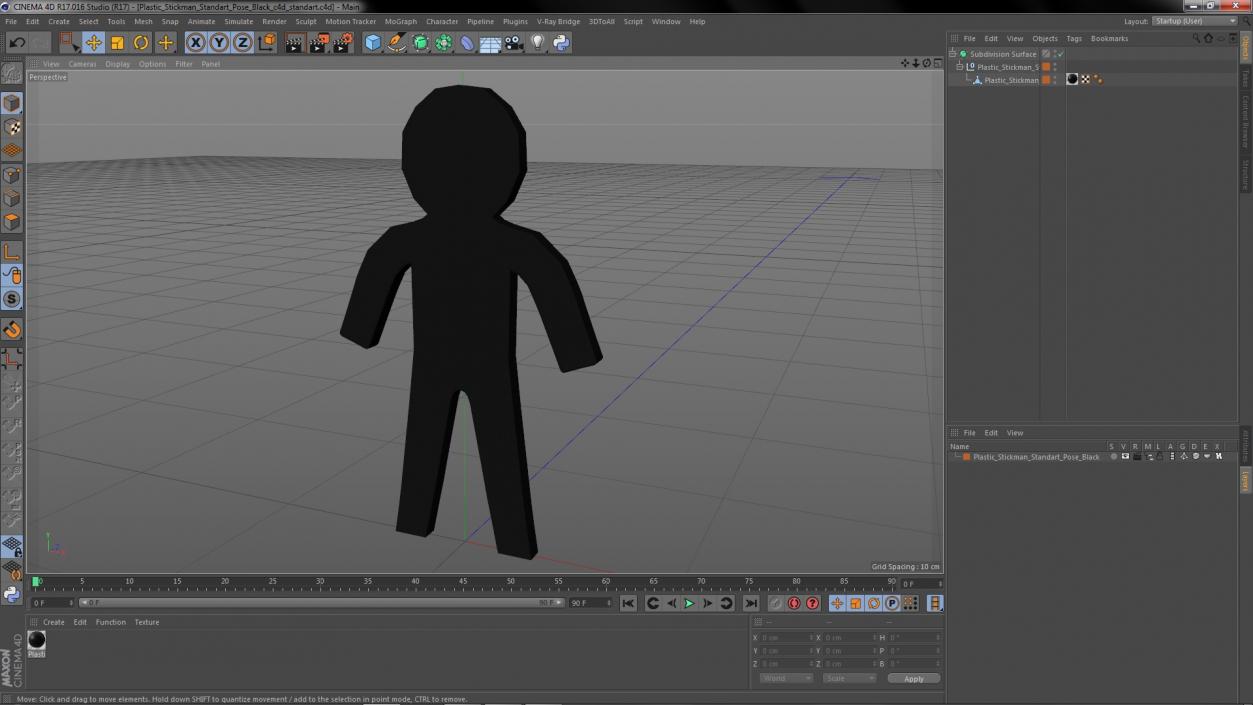 3D Plastic Stickman Standart Pose Black