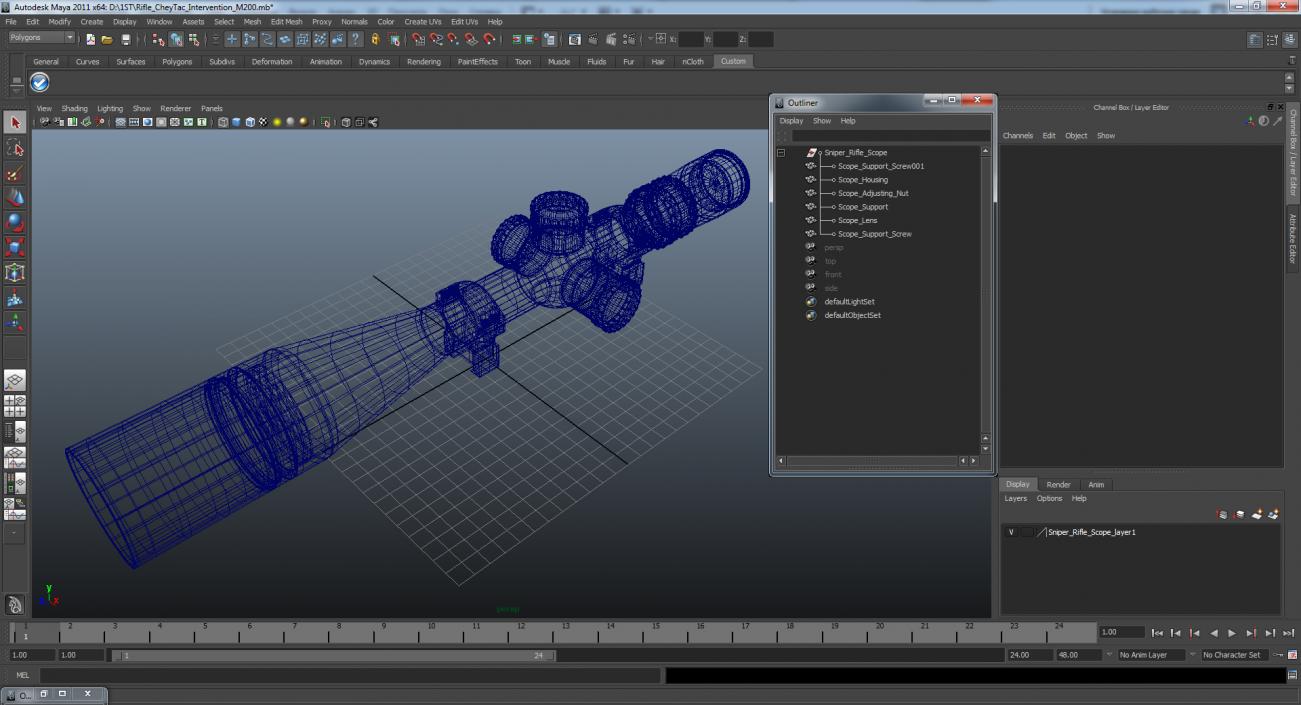 3D Sniper Rifle Scope model