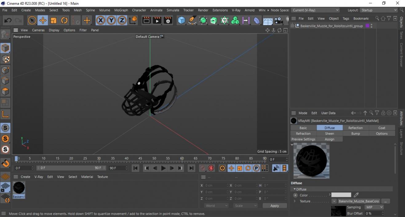 Baskerville Muzzle for Xoloitzcuintli 3D