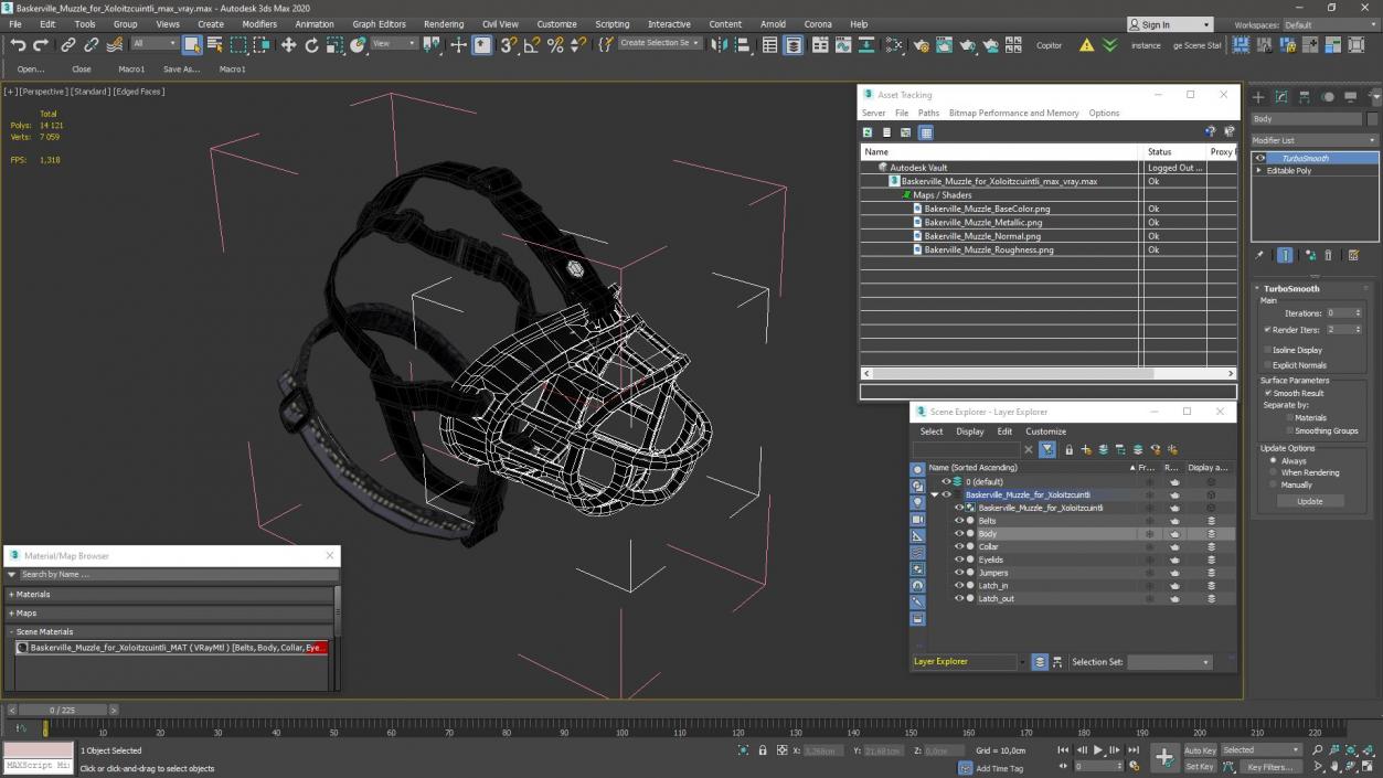 Baskerville Muzzle for Xoloitzcuintli 3D