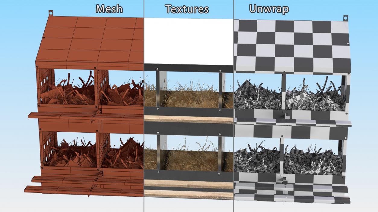 3D 10-Hole Metal Chicken Nesting Box model