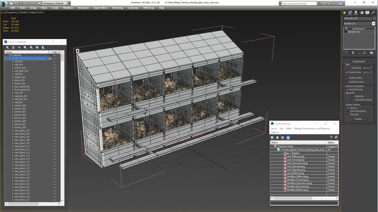 3D 10-Hole Metal Chicken Nesting Box model