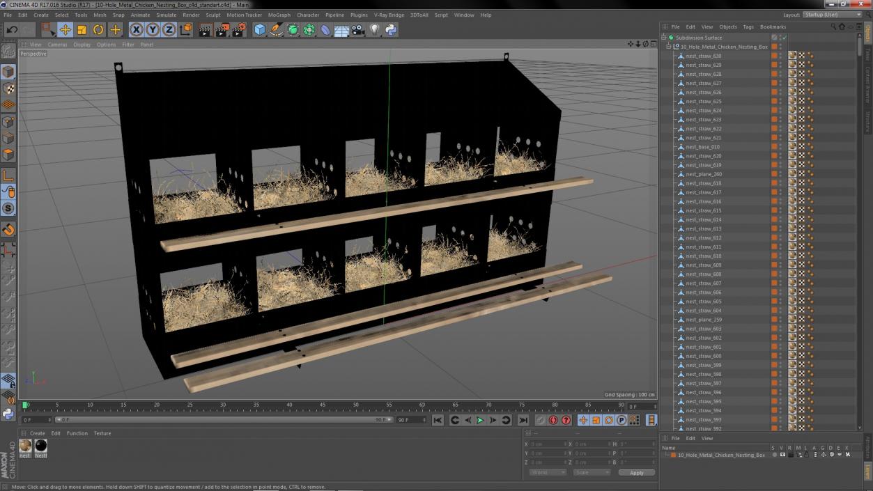 3D 10-Hole Metal Chicken Nesting Box model