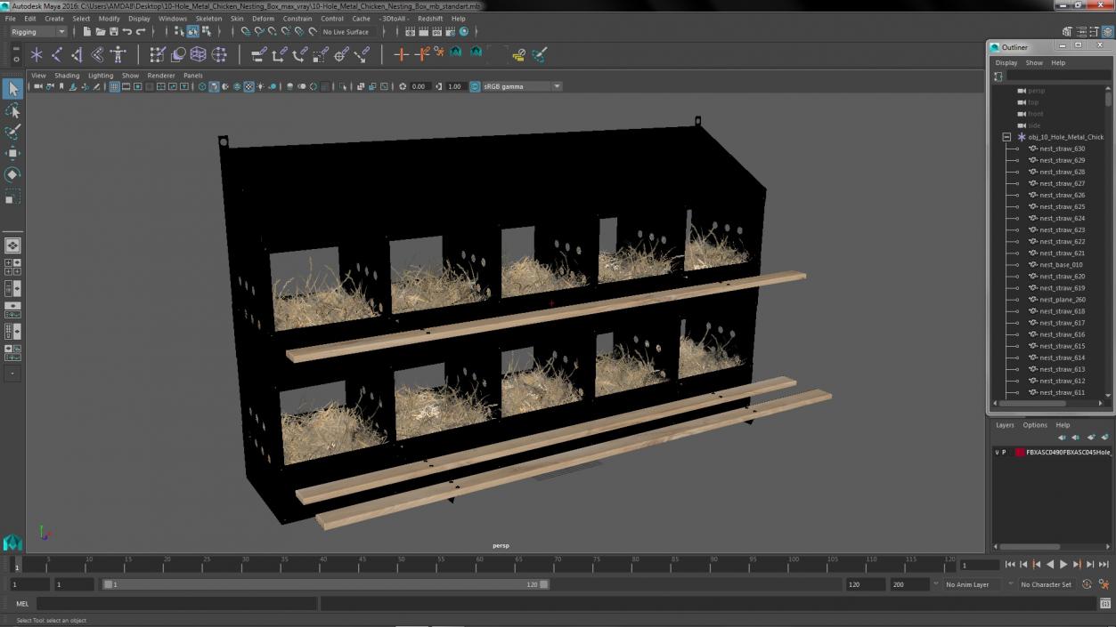 3D 10-Hole Metal Chicken Nesting Box model