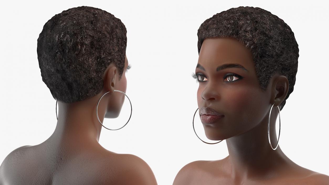 Nude Dark Skin Woman Rigged 3D