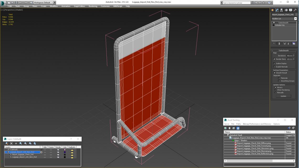 3D Luggage Airport Unit New Red model