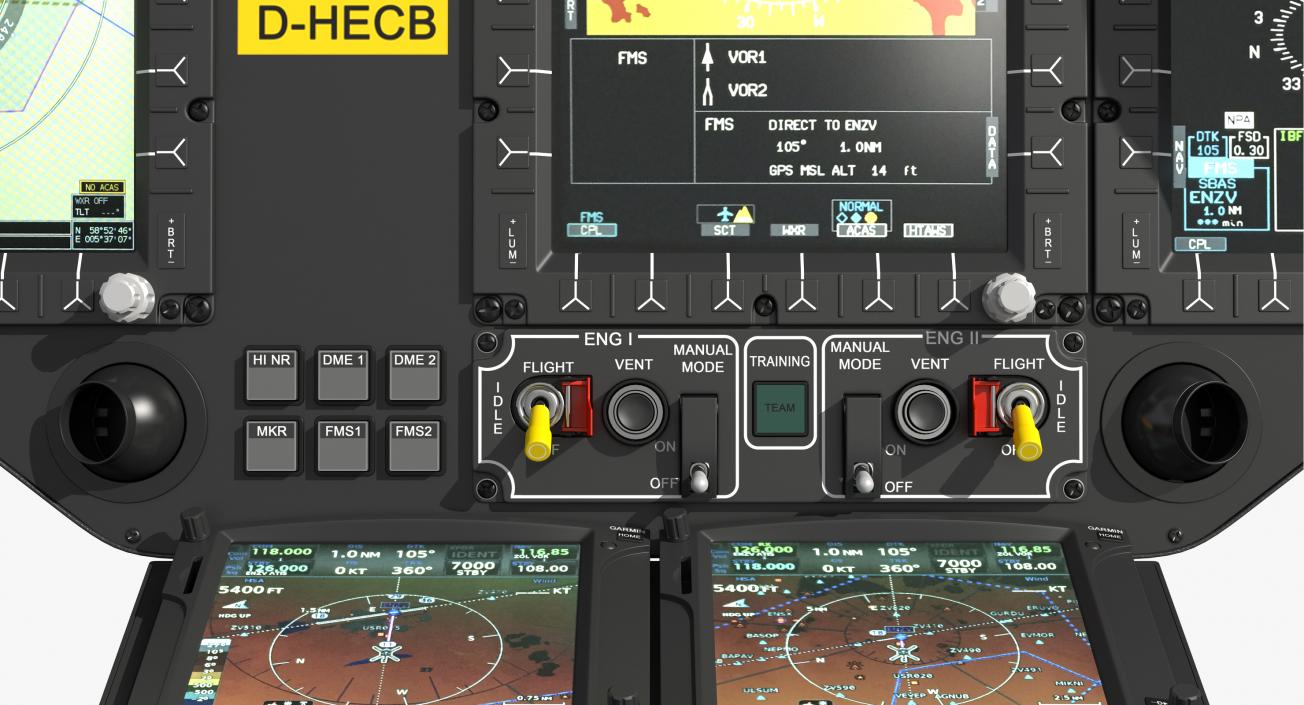 3D model Helicopter Instrument Control Panel